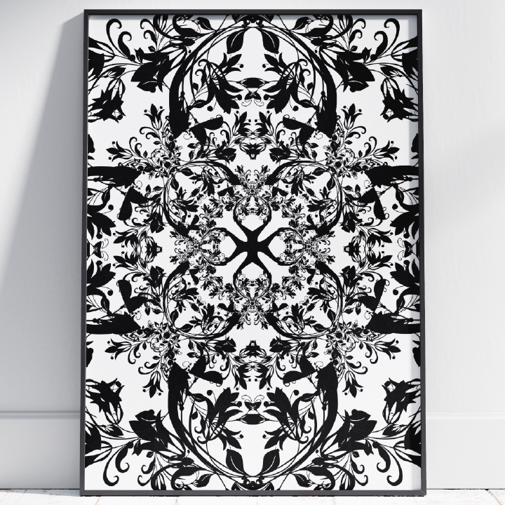 Black Flower Wall Art Abstract Painting by Stainles Inspire Uplift