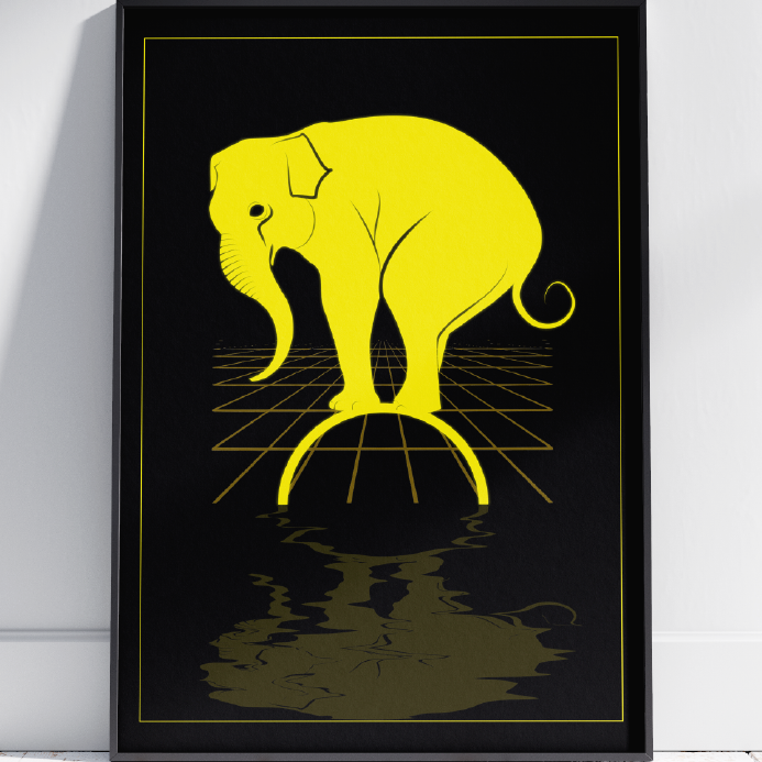 Golden Reflections Elephant Wall Art Canvas Painting by Sta Inspire