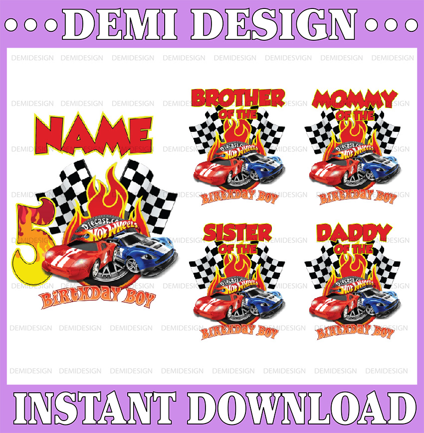 Personalized Hot Wheel Birthday Boy Png, Racing Cars Png, Mo | Inspire ...