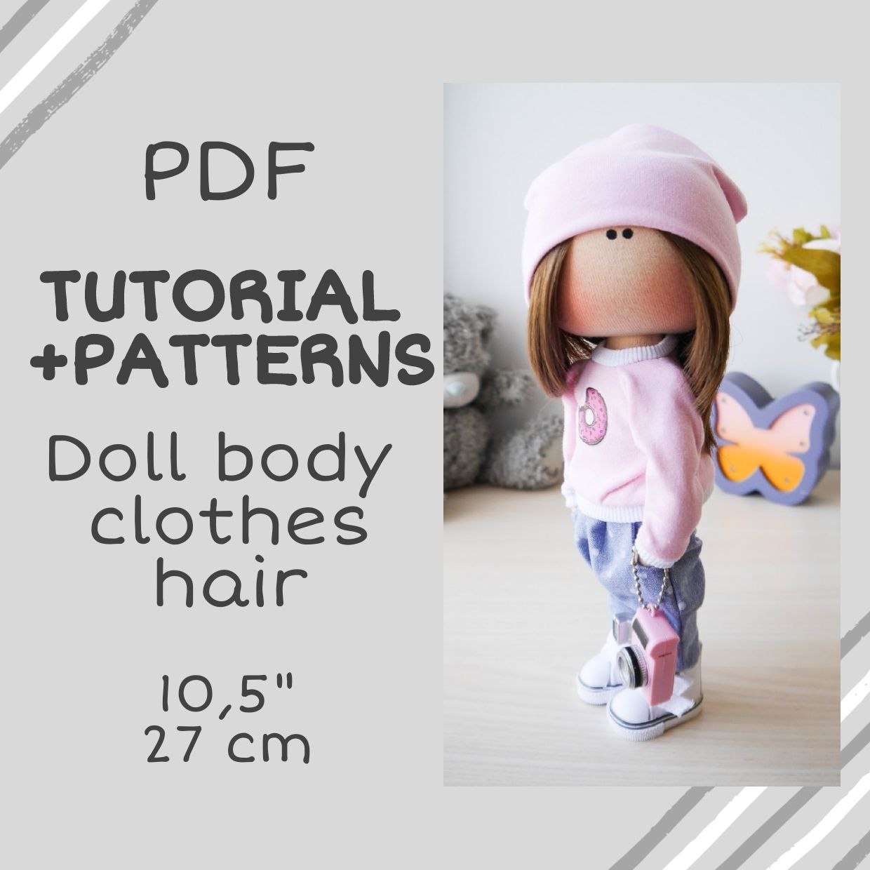 Handmade soft doll PDF tutorial and patterns DIY fabric doll - Inspire ...