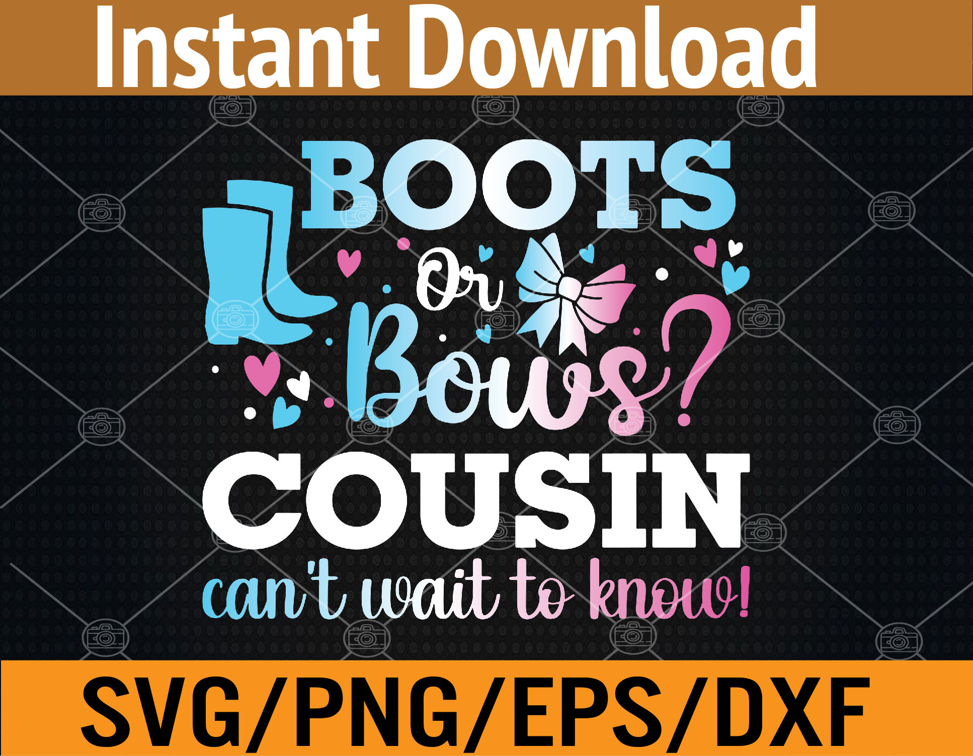 Boots or Bows Cousin Gender Reveal Baby Shower Announcement Inspire Uplift