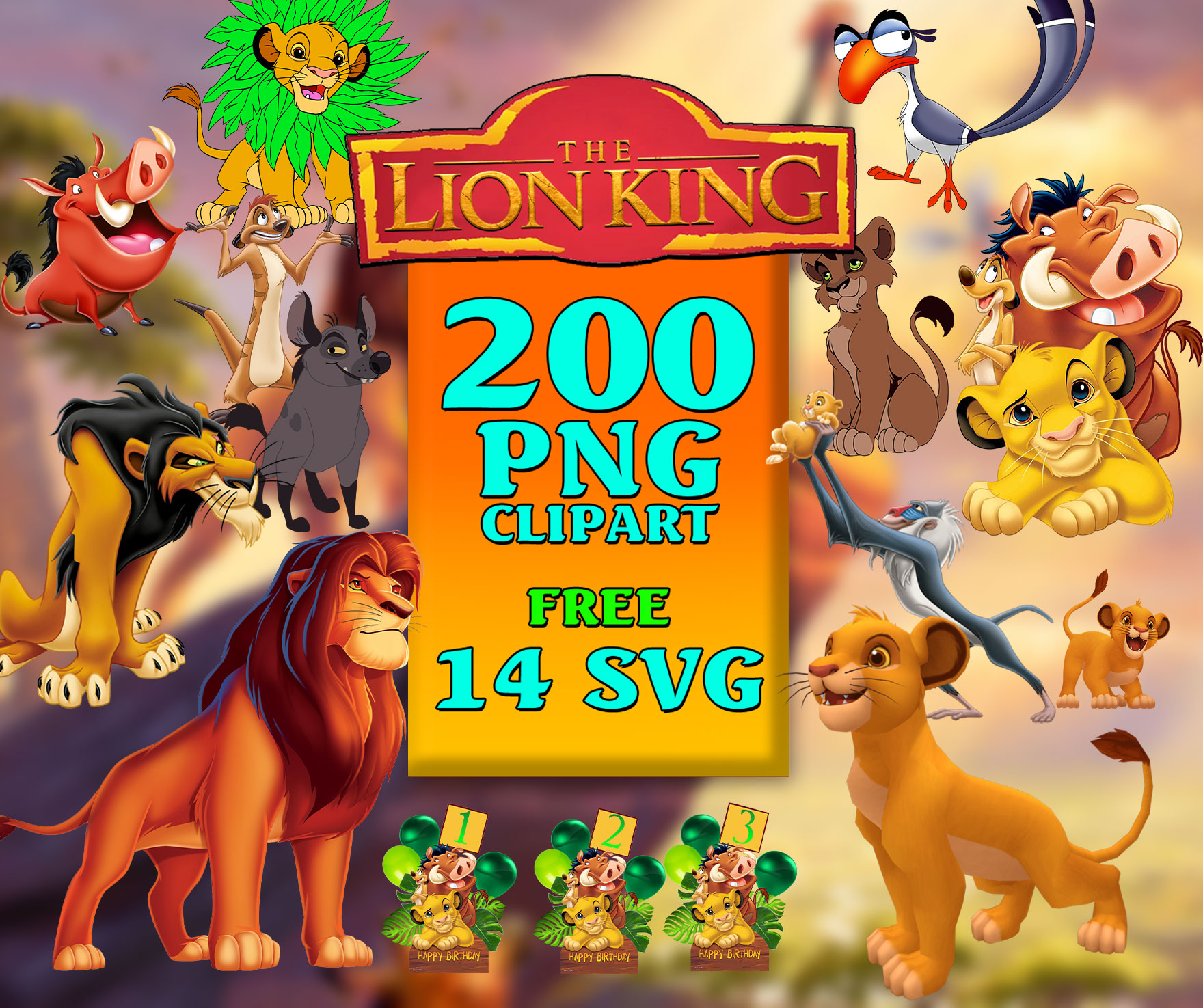 200 Lion King Clipart Png Bundle, Simba Pumbaa Timone Mufasa | Inspire ...