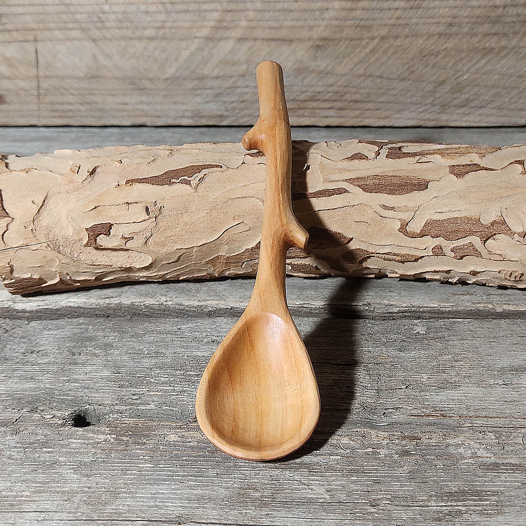 Handmade wooden dessert spoon, Ninth anniversary willow gift Inspire Uplift