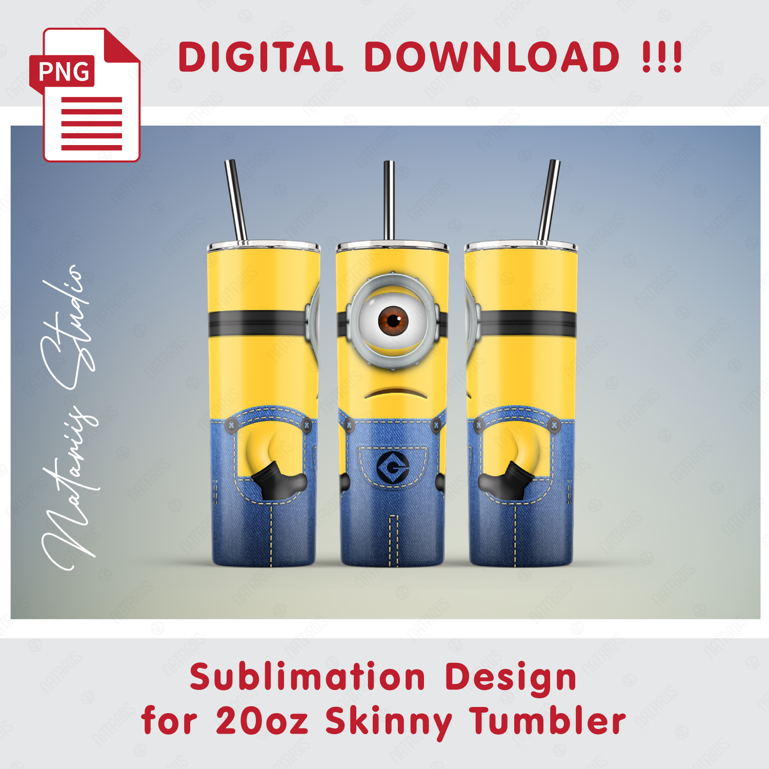 Minion Template - Seamless sublimation 20oz Tumbler - Inspire Uplift