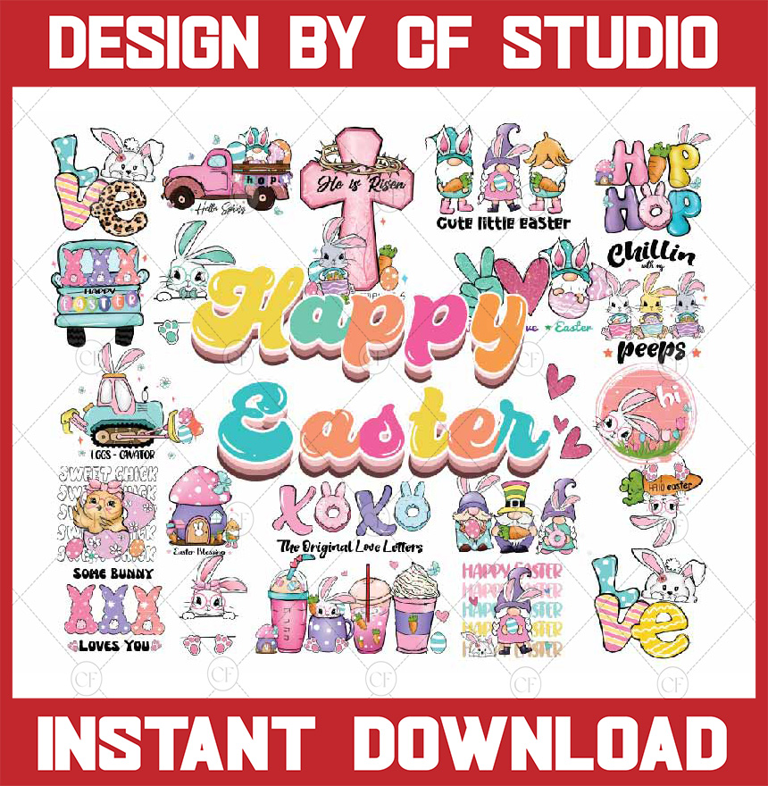 Retro Easter Sublimation Bundle PNG, Retro Easter SVG, Easte | Inspire ...