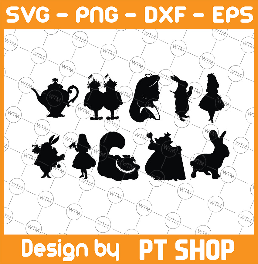 Alice In Wonderland svg cut file, vector silhouettes, printa | Inspire ...
