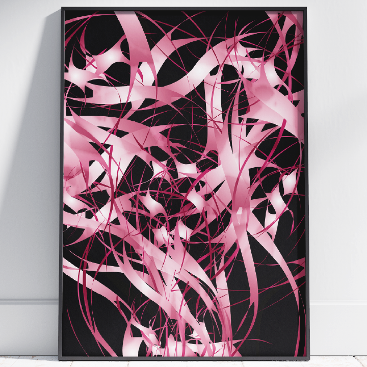 Purple Flowers Wall Art Abstract Plant Painting by Stainles Inspire