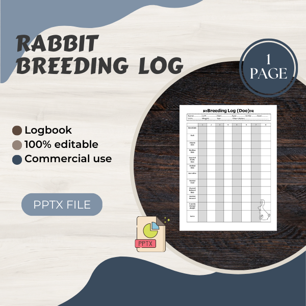 Rabbit Breeding Logbook totaly editable ready to print Pptx Inspire
