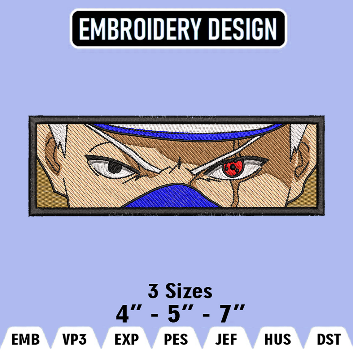 Kakashi Embroidery Designs, Kakashi Embroidery Files, Naruto Inspire