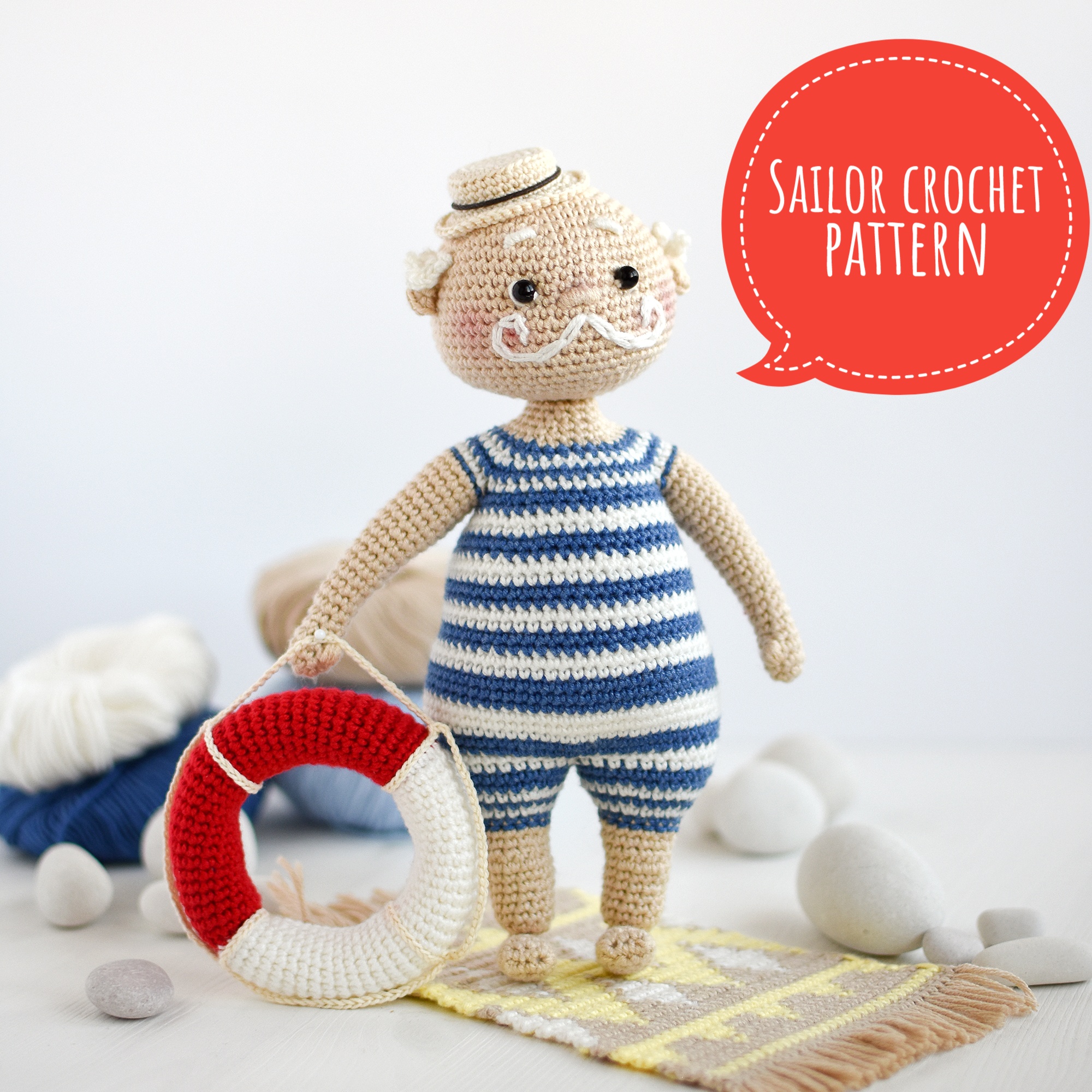 Doll sailor crochet pattern PDF in English, sailor pattern, Inspire