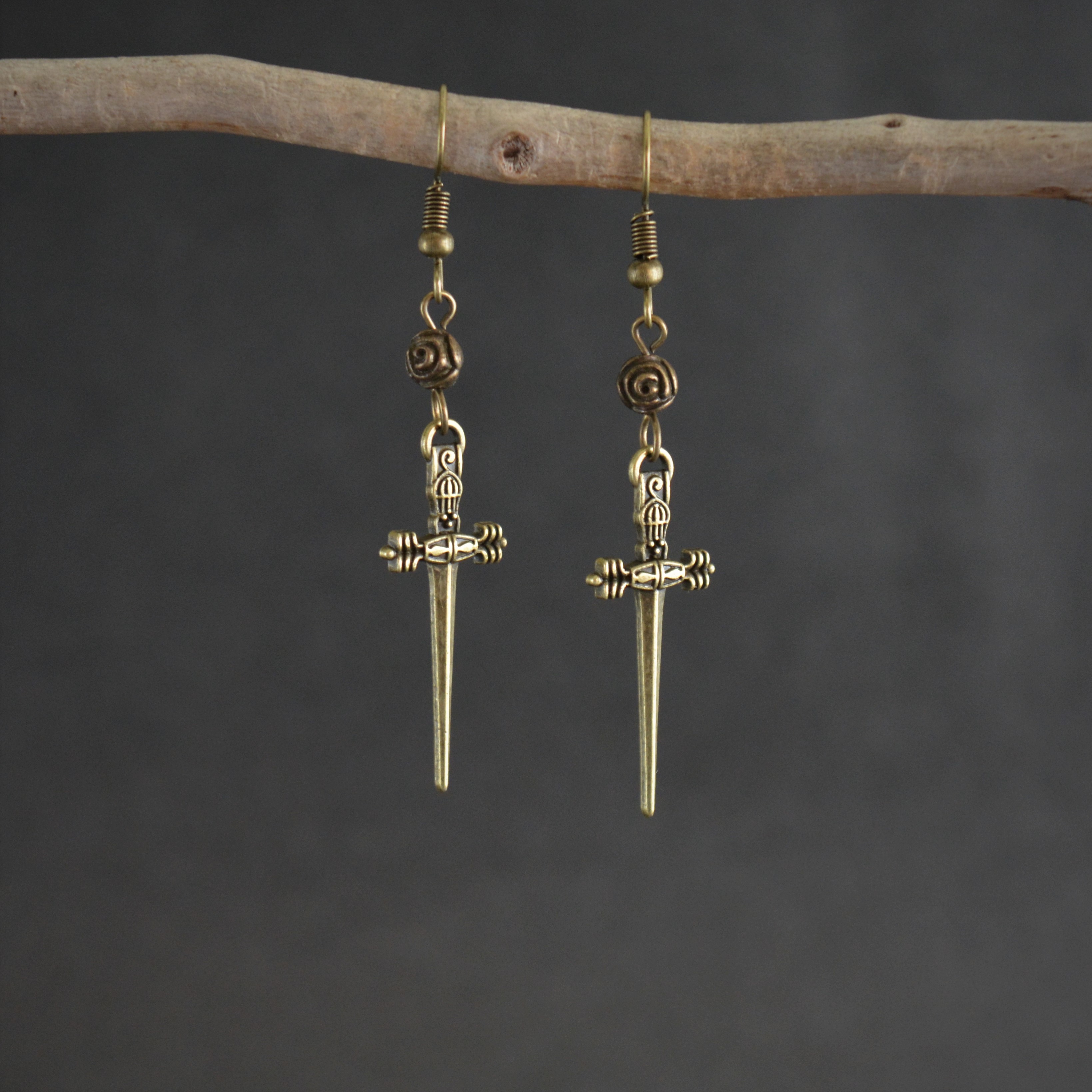 Dagger earrings. Bronze sword witchy earrings. Dark daggers - Inspire ...