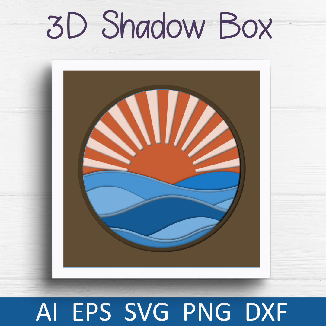 Waves shadow box svg for cricut, 3d ocean wave layered paper | Inspire ...