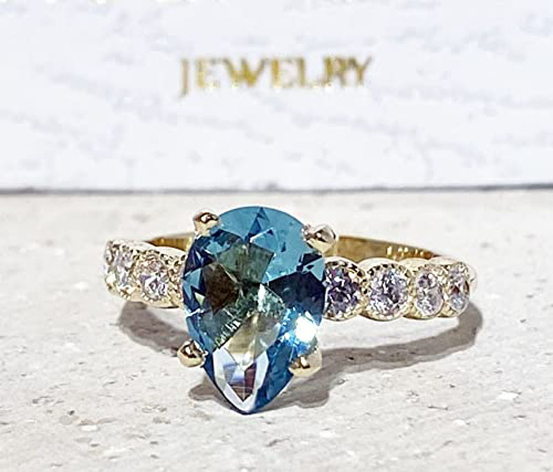 Blue Topaz Ring - December Birthstone - Gemstone Band | Inspire Uplift