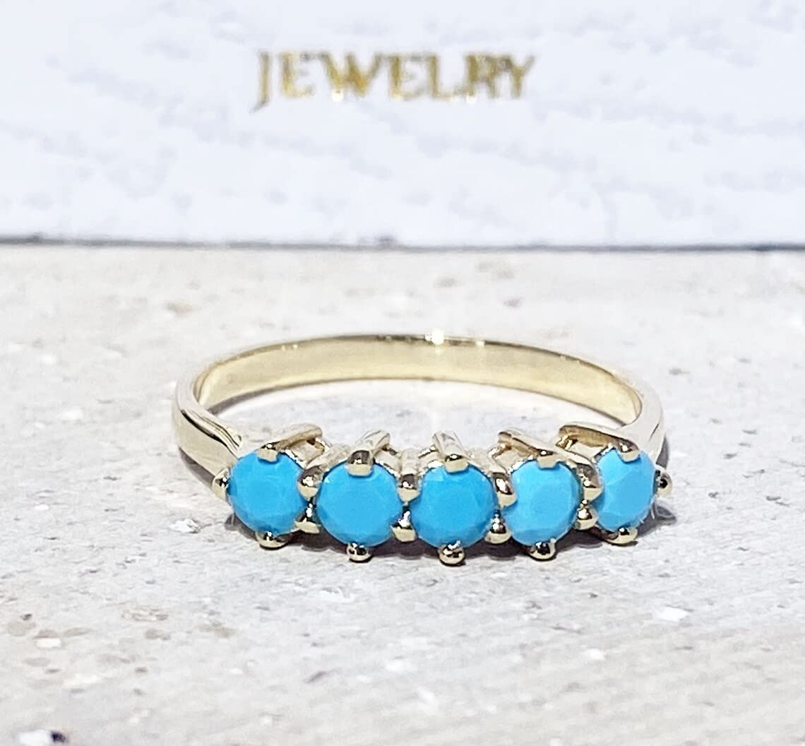 Blue Turquoise Ring - December Birthstone - Gemstone Band - Inspire Uplift