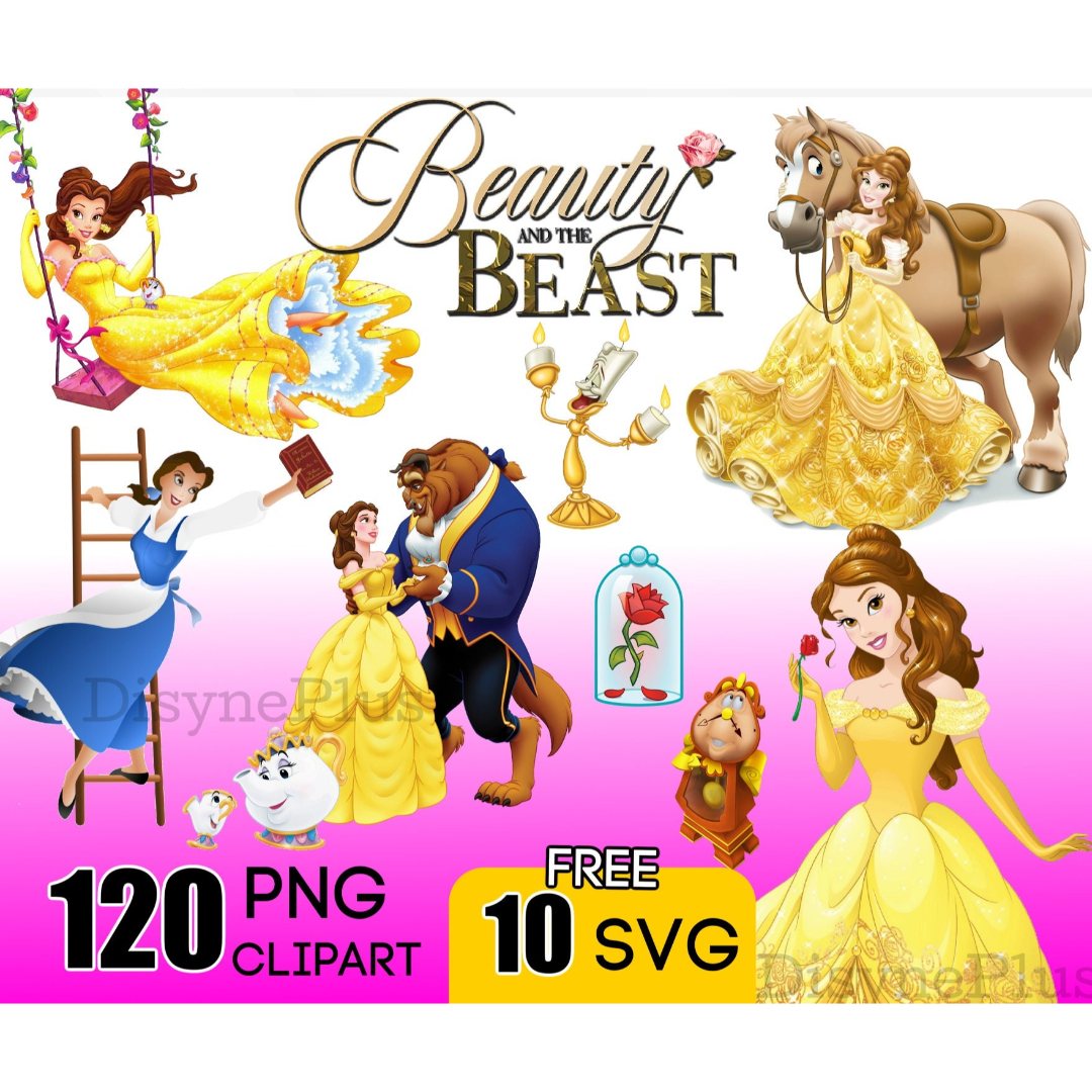 120 Beauty And The Beast Clipart Png, Belle Digital Download | Inspire ...