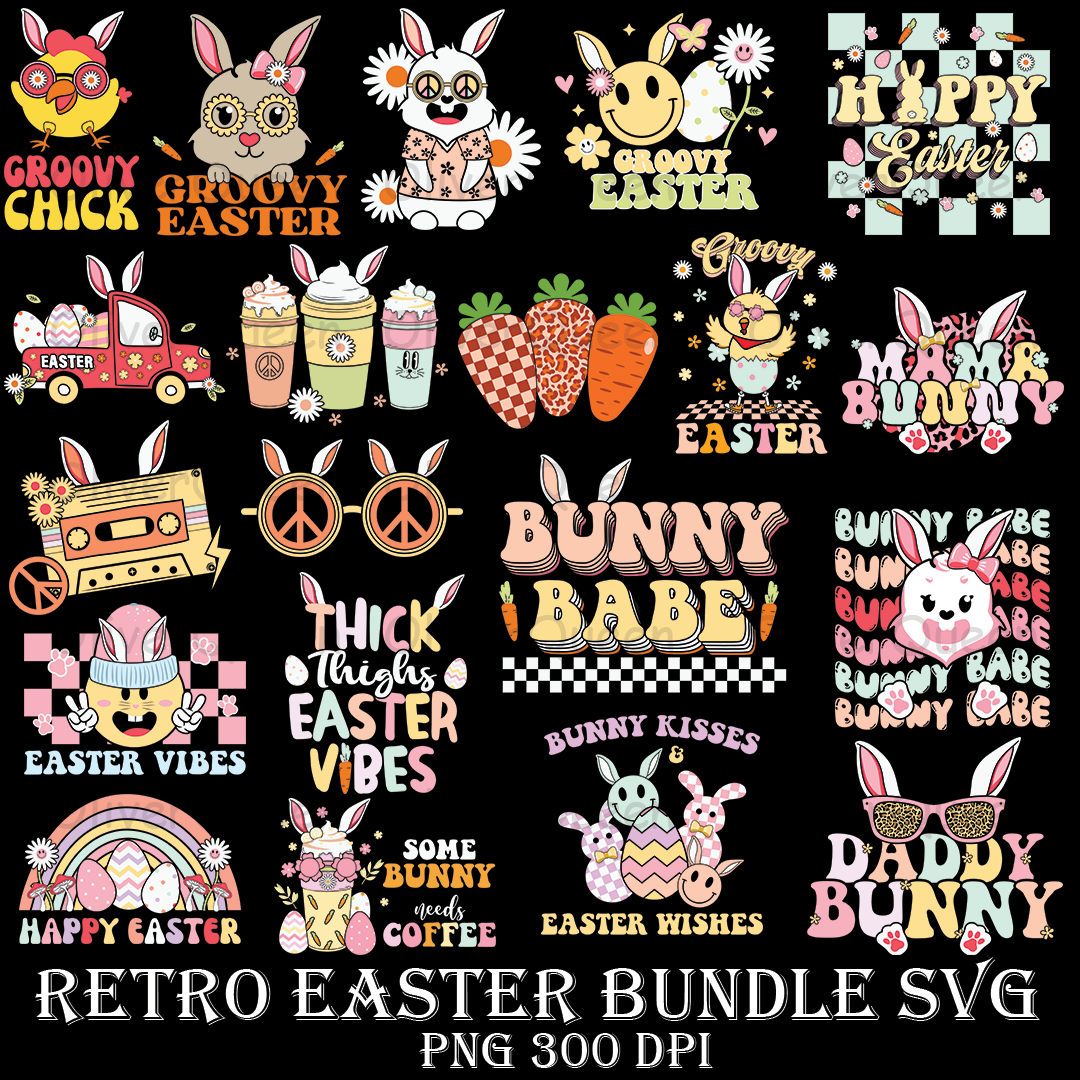 Retro Easter Bundle SVG, Easter SVG, Gnome SVG - Inspire Uplift