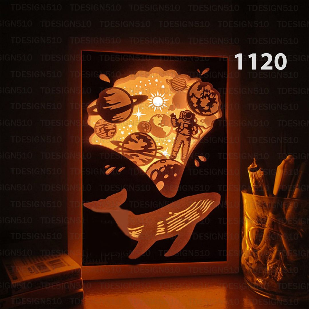 Whale Universe Paper cut light box template, shadow box, 3D | Inspire ...