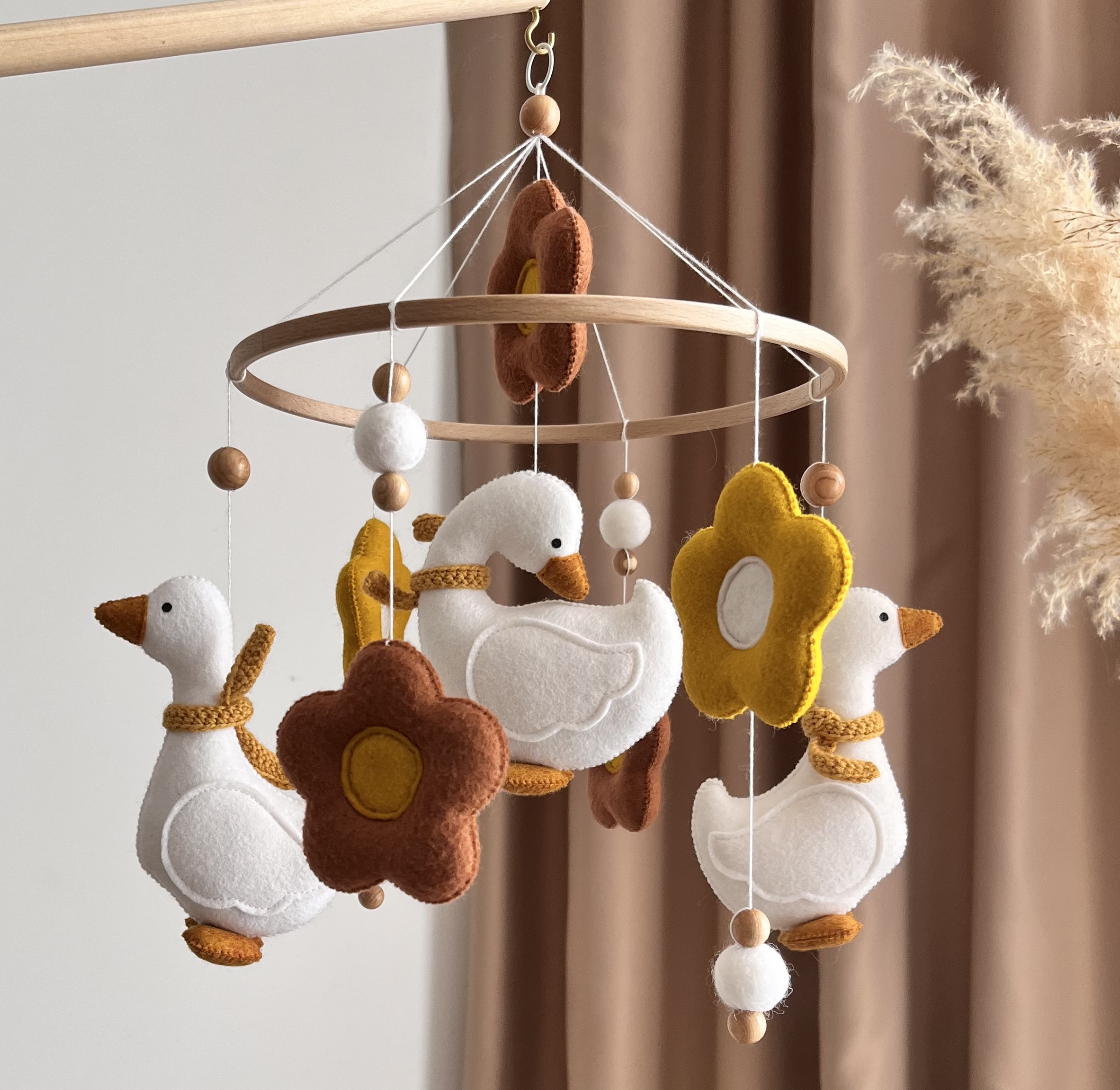 Goose crib mobile Flowers nursery decor Inspire Uplift