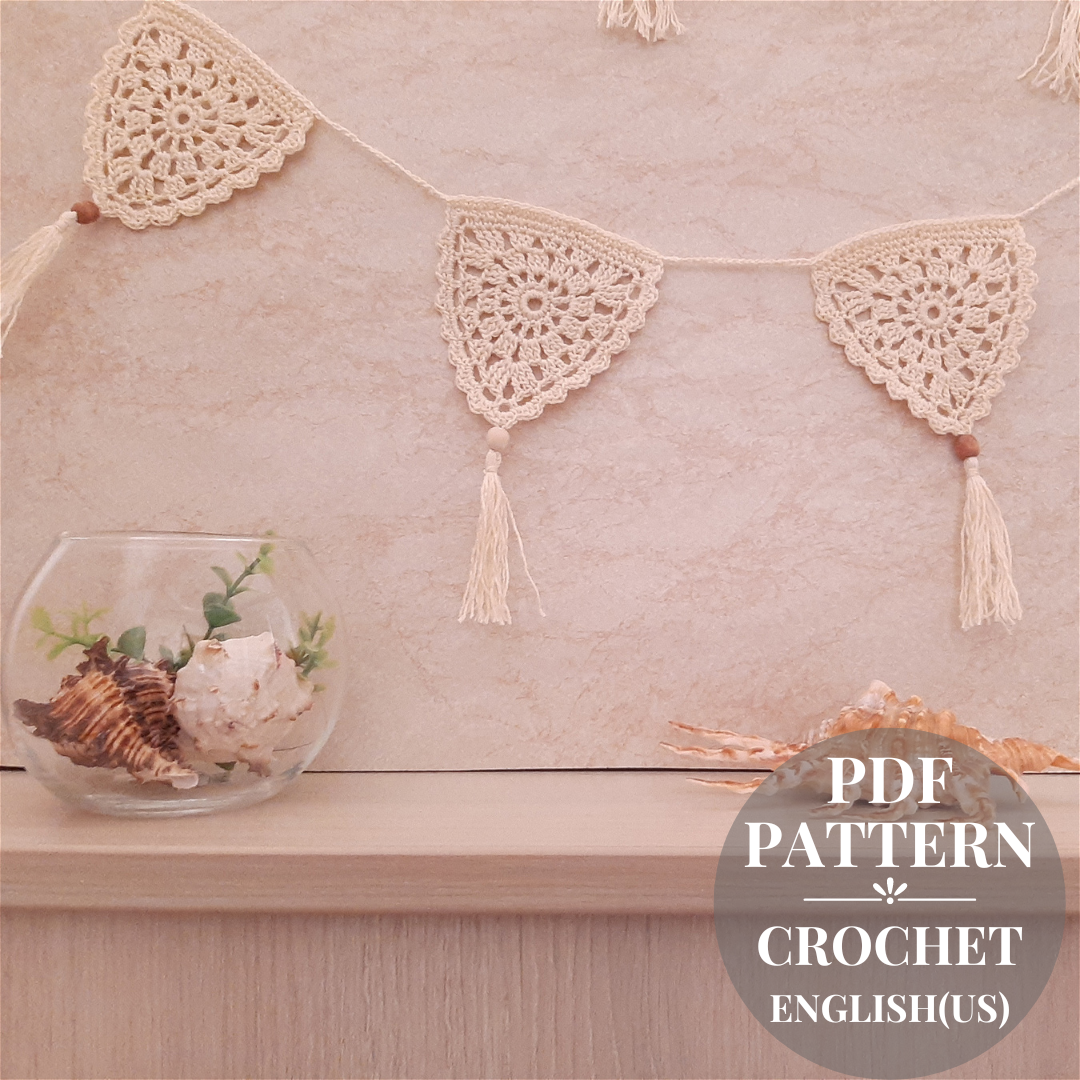 Crochet pattern bunting, bunting garland, granny triangle, c Inspire