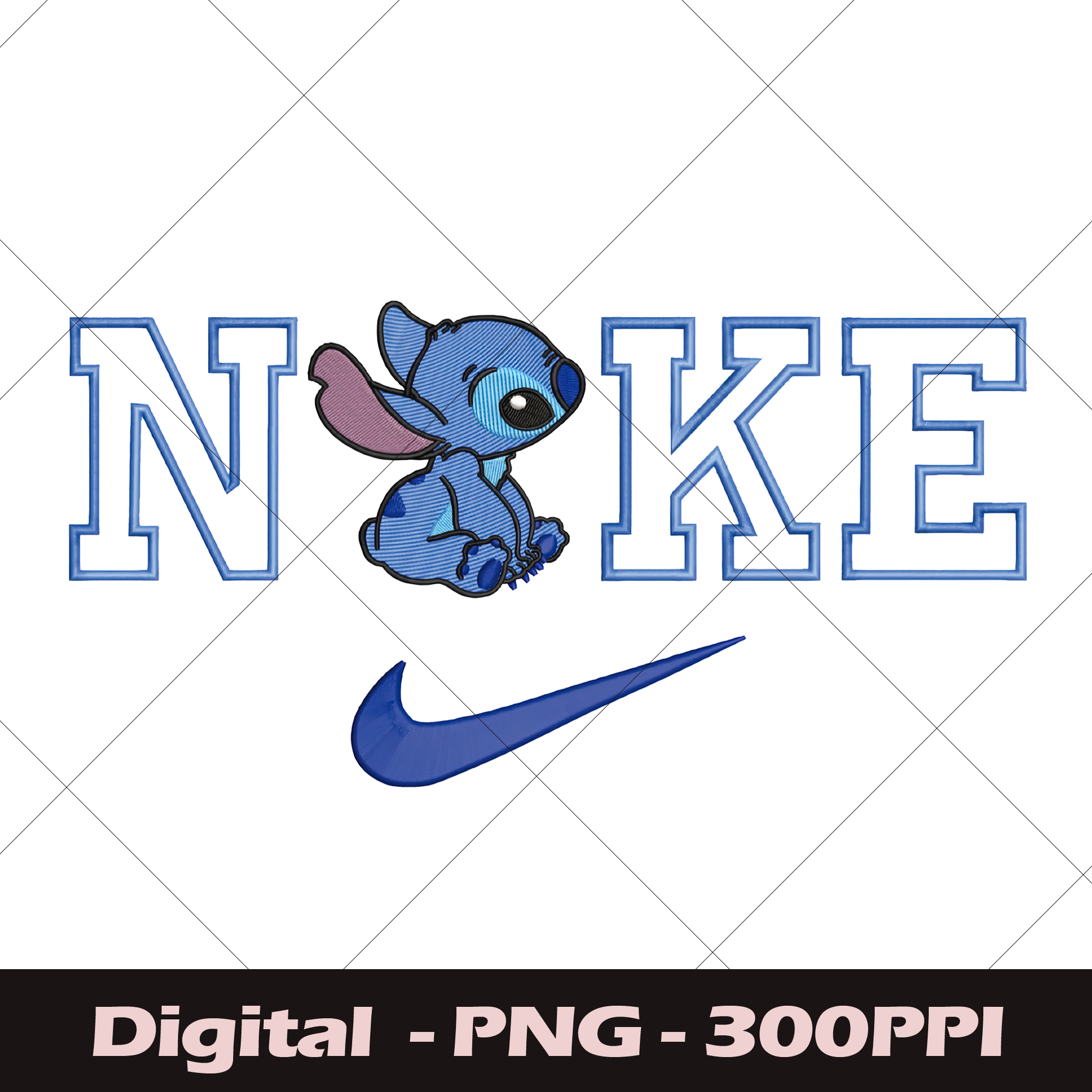 Cute Nike Stitch Swoosh Embroidery File, Stitch Nike Swoosh Inspire