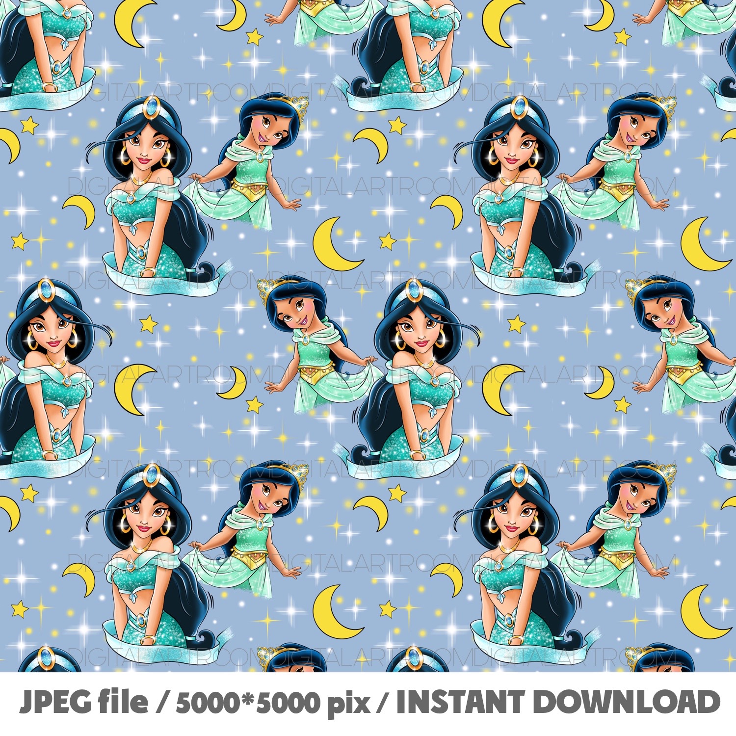 Princess Jasmine Seamless pattern Jpeg file Sublimation desi - Inspire ...