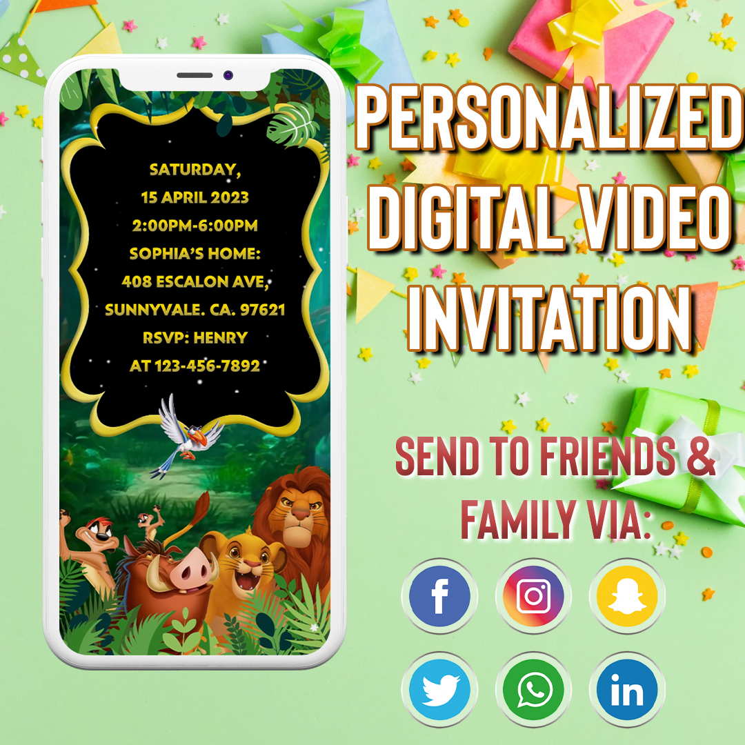 Printable Lion King Birthday Invitation