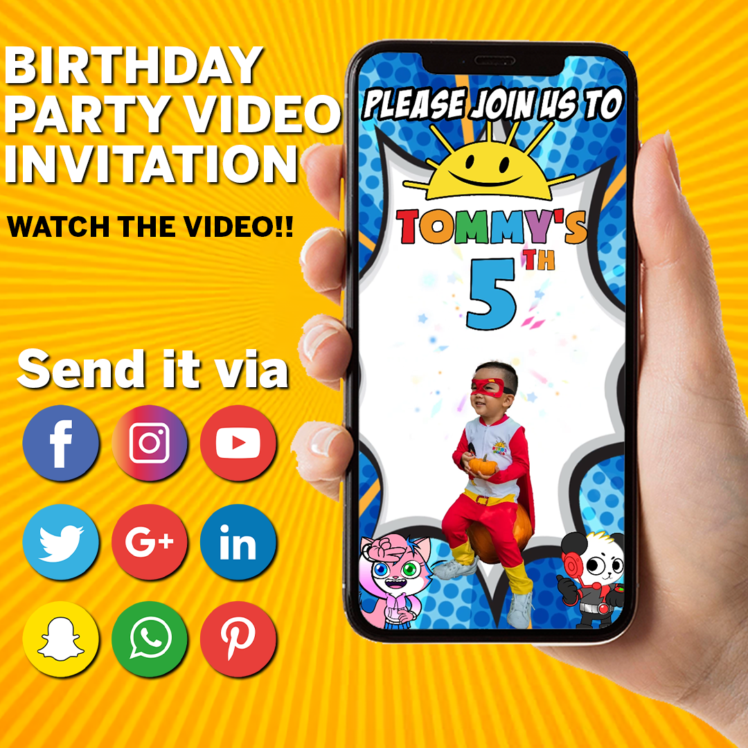 Ryan's World Video Invitation, Personalized Animated Invitat | Inspire ...