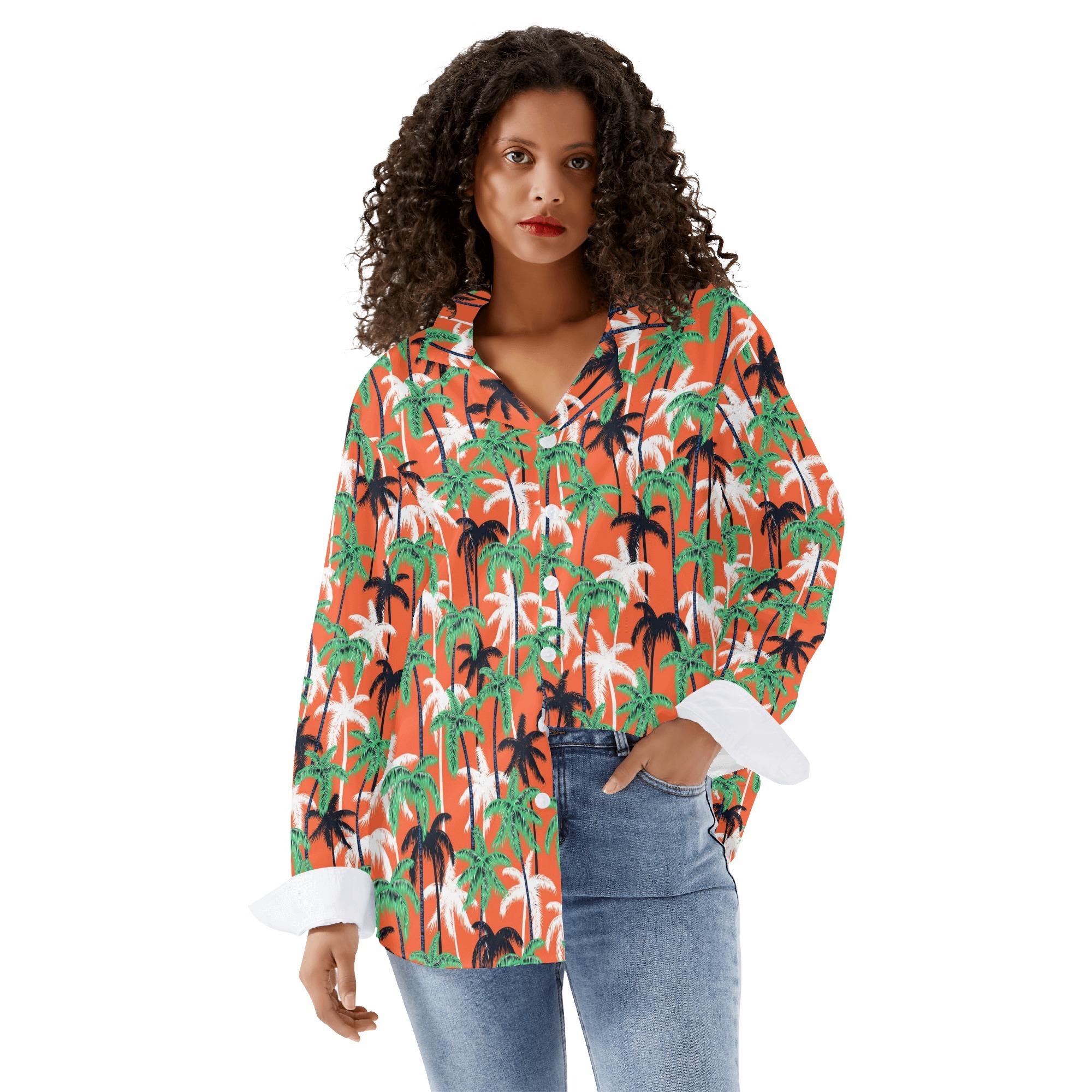 Take Your Turn Print Long Sleeve Button Down Top