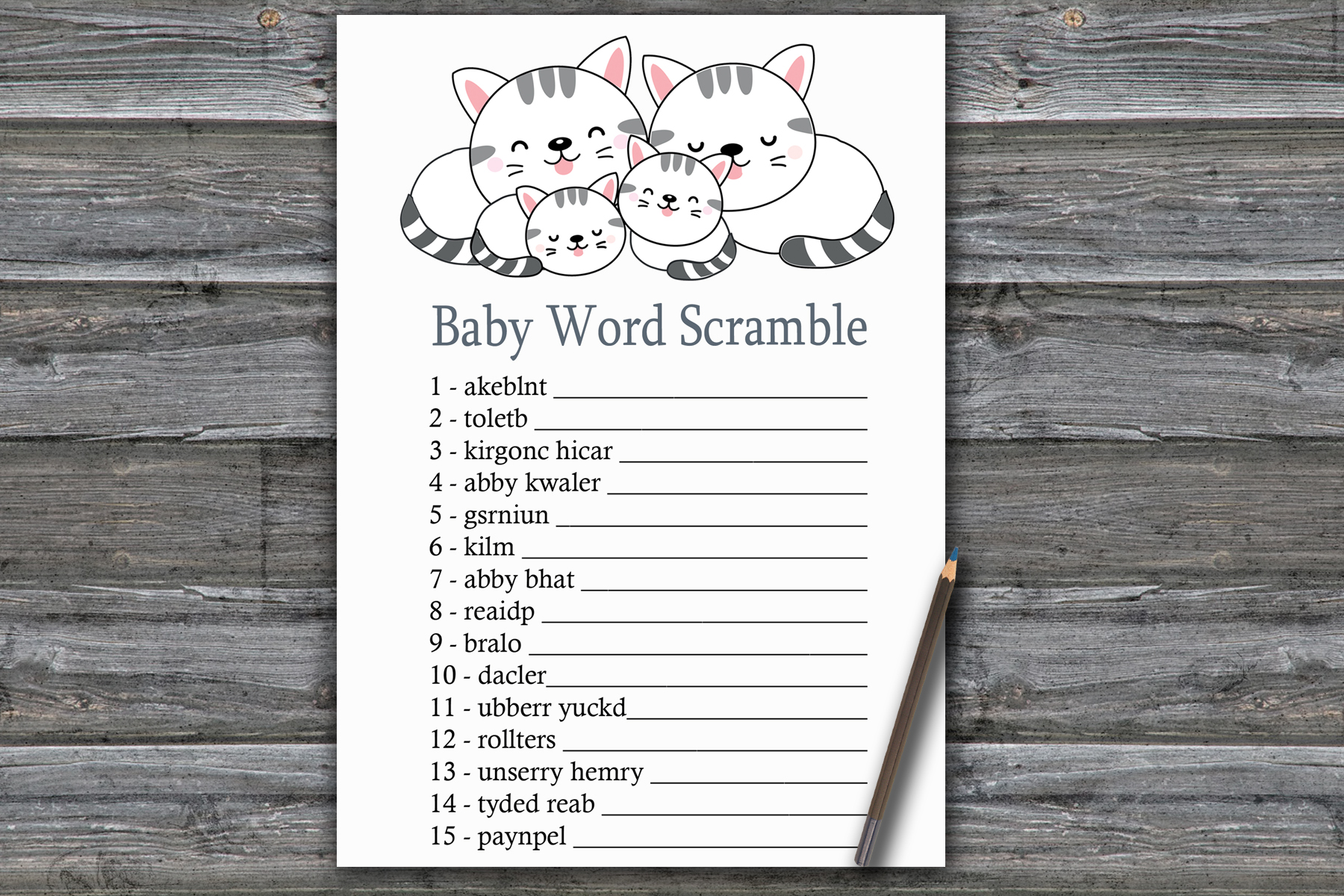 Kittens Baby word scramble game card,Cat or Kittens Baby sho Inspire