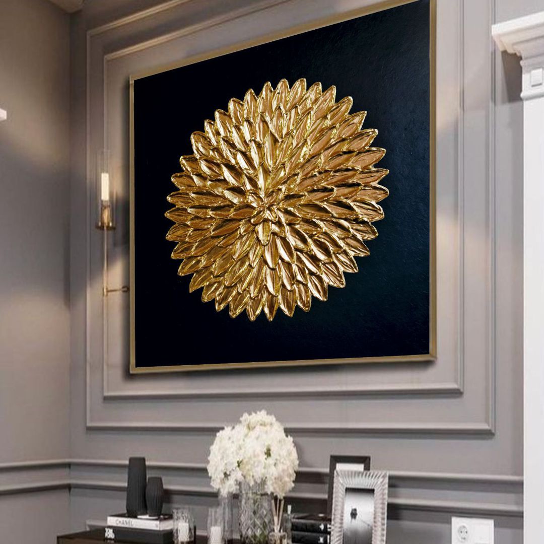 Gold and Black Abstract Art Original Painting with Gold meta - Inspire ...