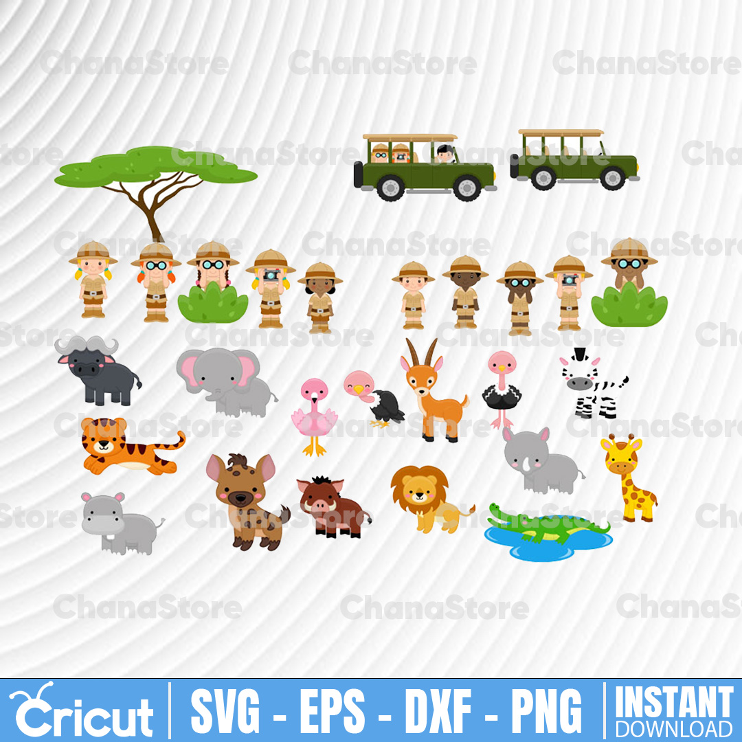 Safari Png printable, African Safari Tour, Cute Jungle Anima | Inspire ...