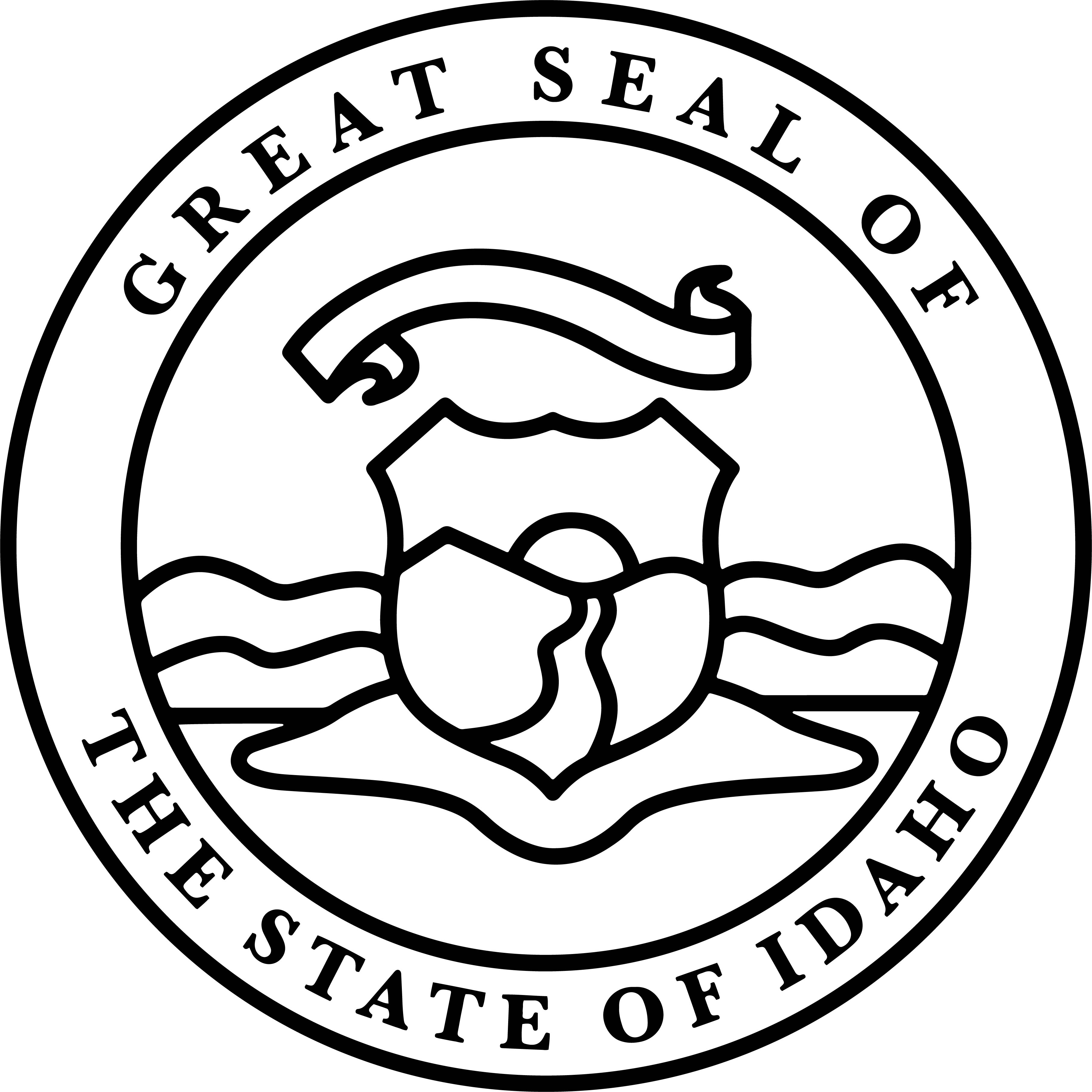 THE GREAT SEAL OF STATE OF IDAHO Black white vector outline - Inspire ...