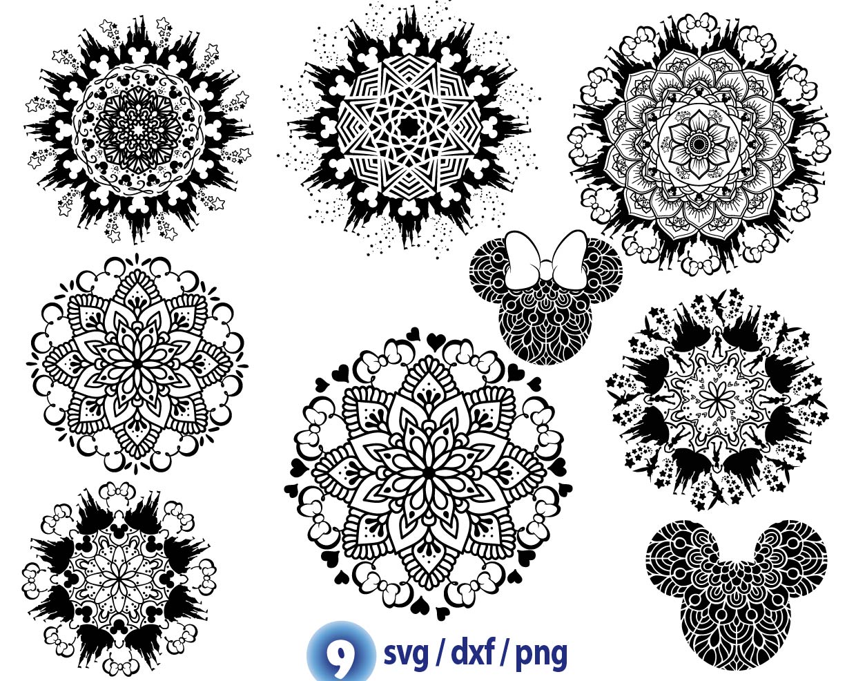 Disney mandala svg, Mickey Mouse mandala svg, Minnie Mouse m - Inspire