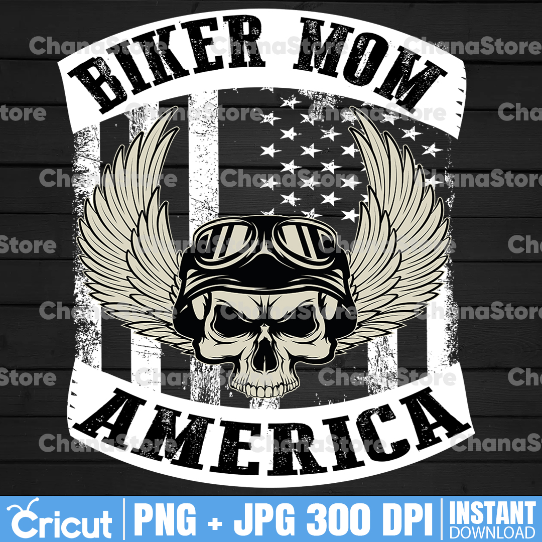 Bike Mom America PNG, SKull Mom, Motorcycle PNG, Biker Png, - Inspire ...