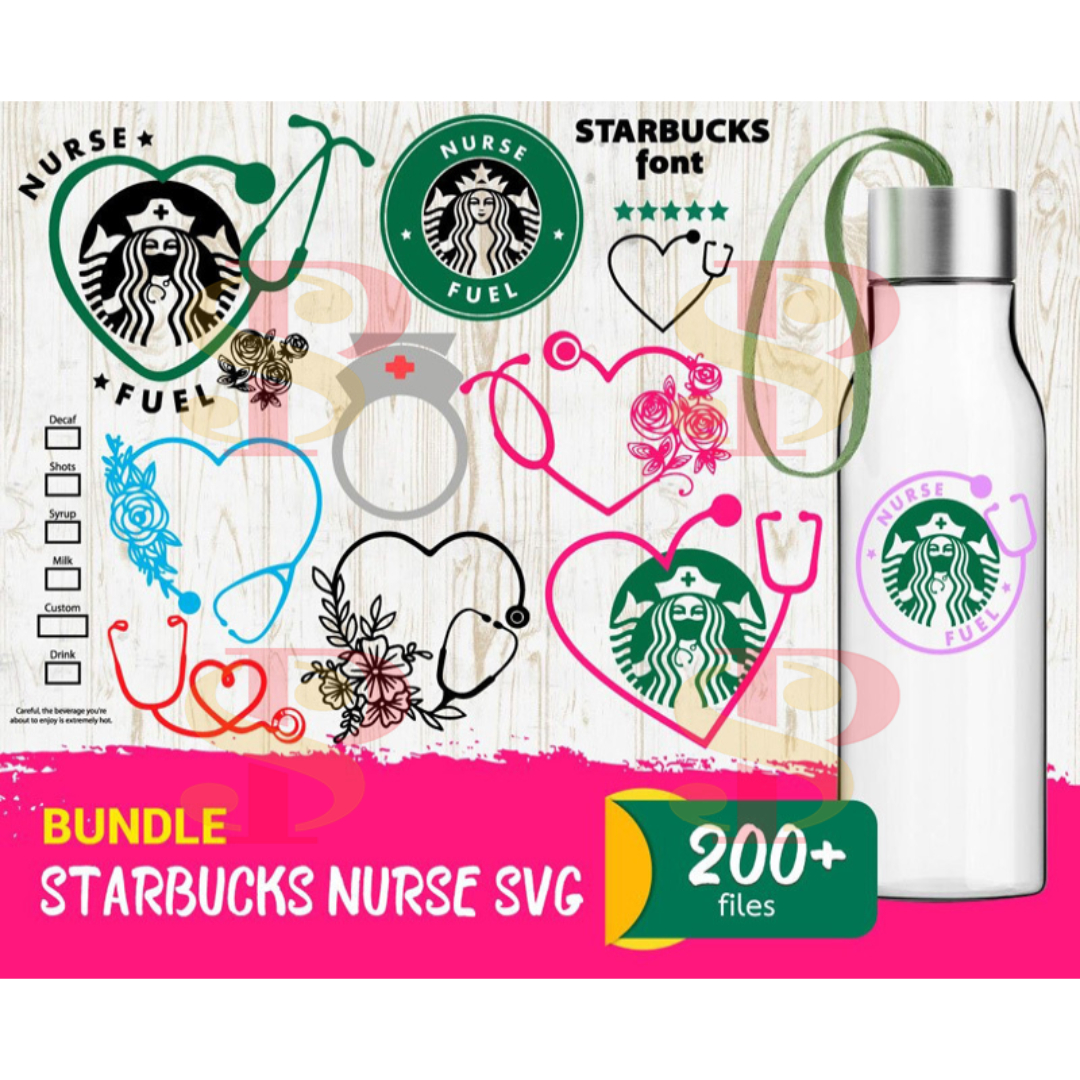 300 Starbucks Nurse Bundle Svg, Starbucks Svg, Starbucks Log Inspire