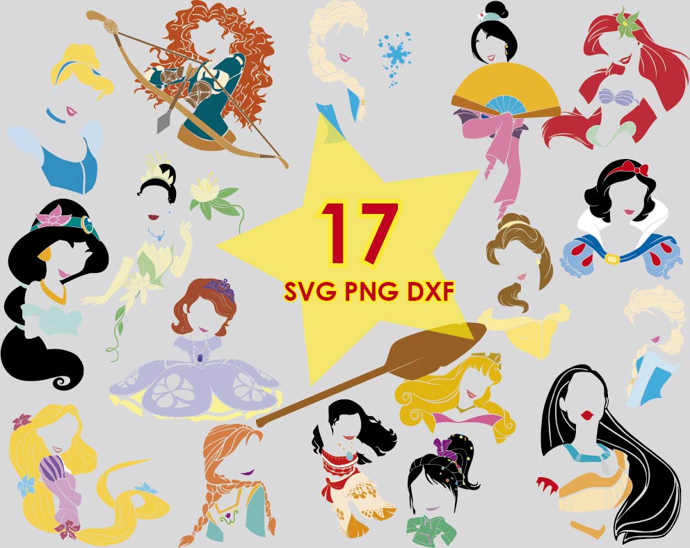 disney princess silhouette svg, disney princesses svg, cinde - Inspire