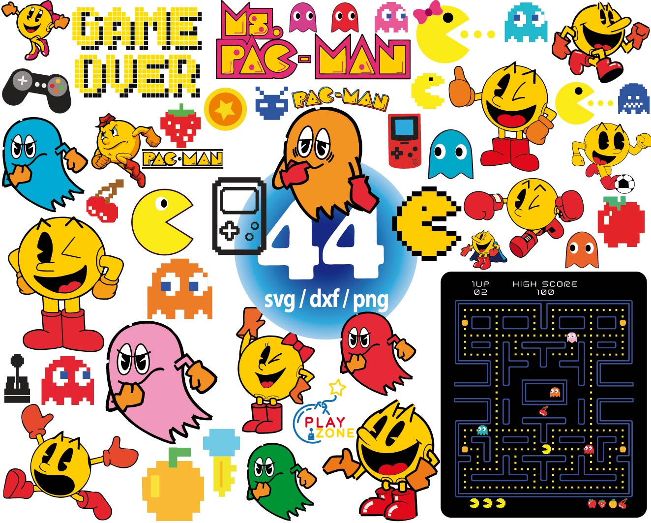 pacman game svg, pixel pacman svg, retro pacman svg, pacman Inspire
