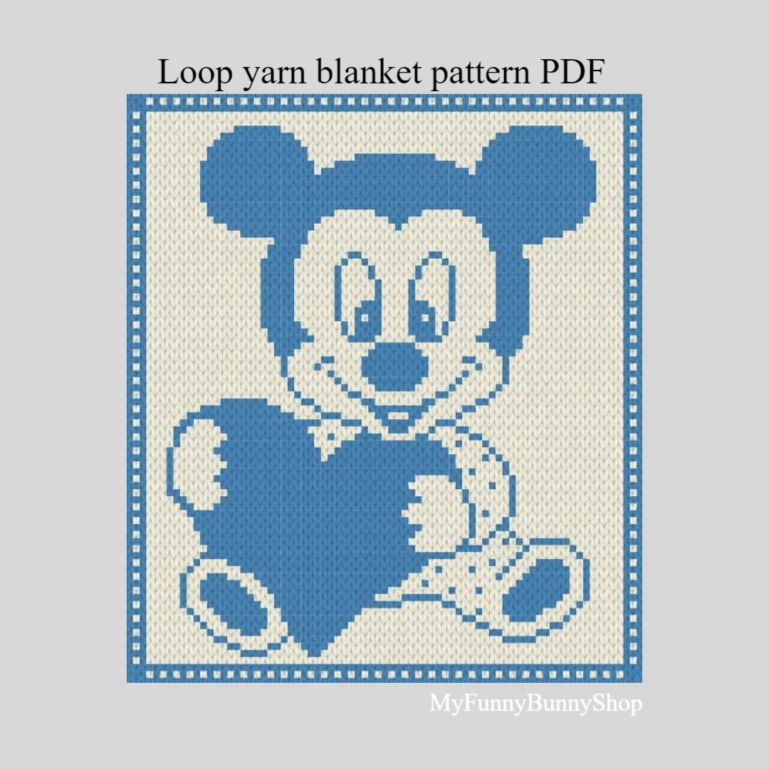 Loop yarn Mickey with Heart blanket pattern PDF | Inspire Uplift