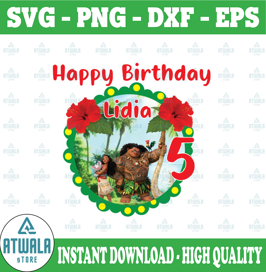 Personalized Name And Ages, Happy birthday PNG Moana Birthda | Inspire ...