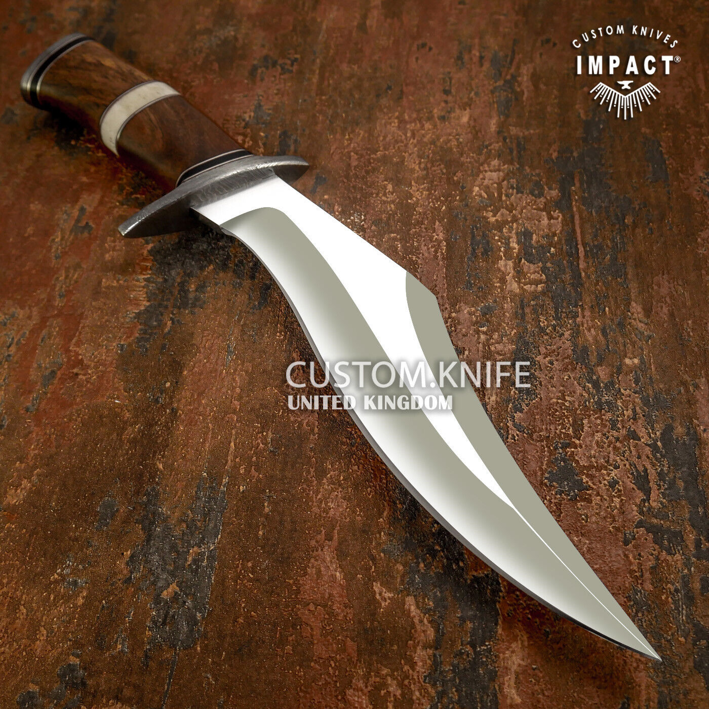 IMPACT CUTLERY RARE CUSTOM BOWIE KNIFE BURL WOOD HANDLE Inspire Uplift