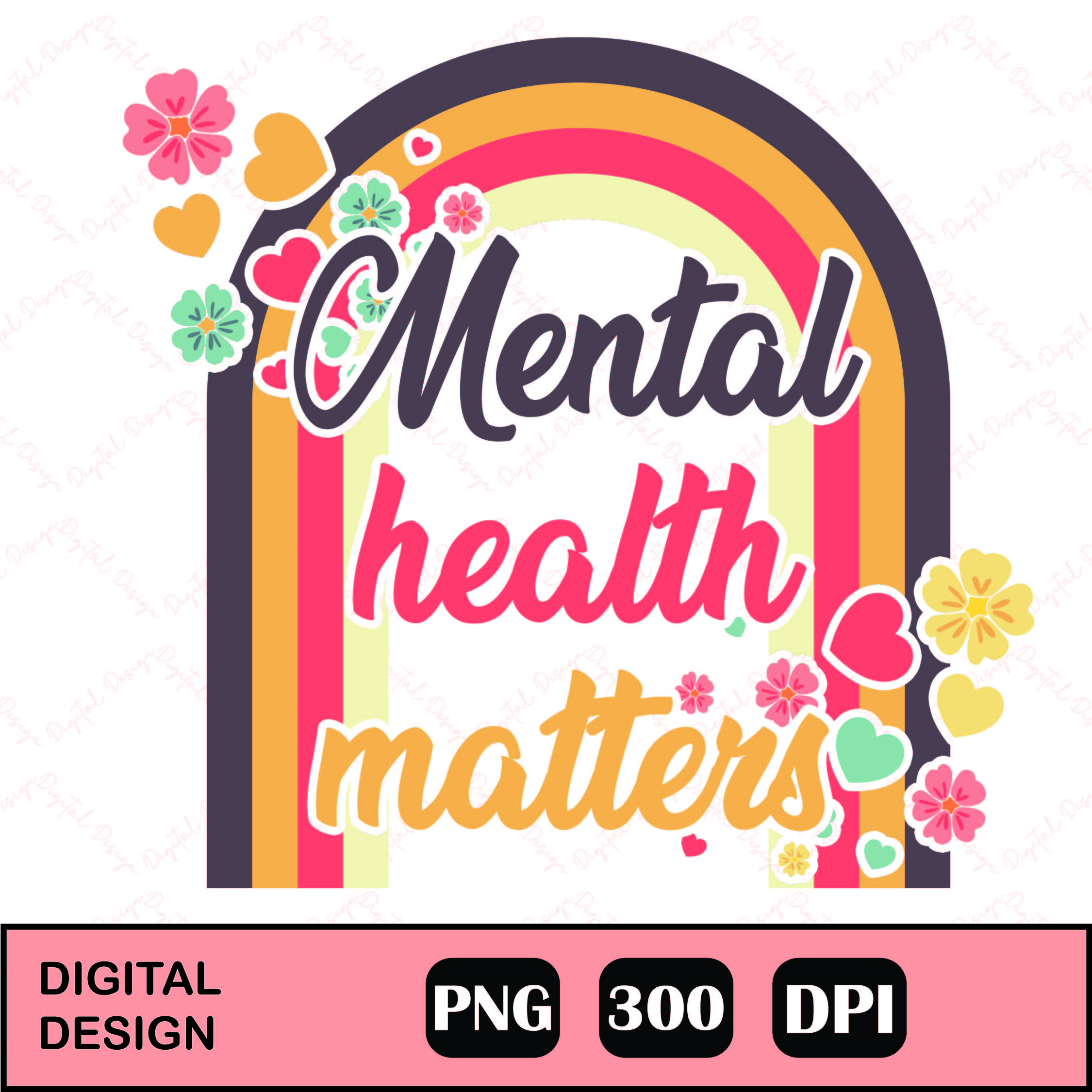 Mental Health Matters Retro Rainbow PNG, Design files for cr | Inspire ...