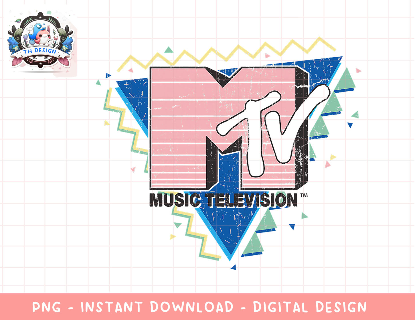 MTV Pink Stripes Logo 90's Retro Design Graphic png, digital | Inspire ...