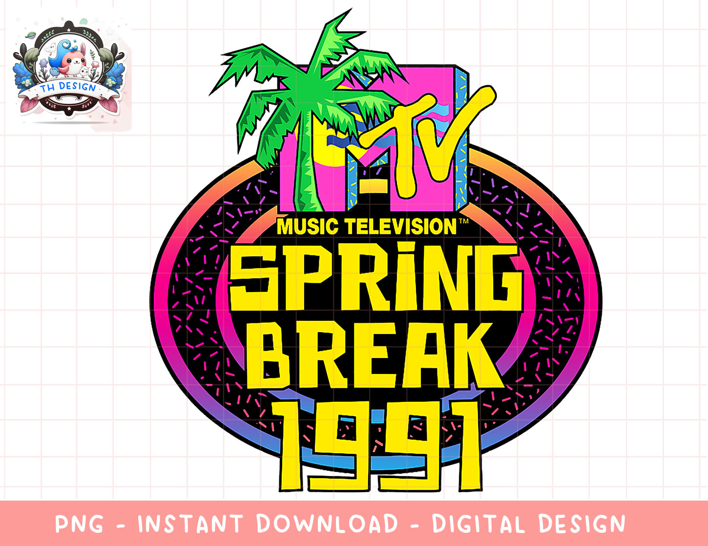 MTV Spring Break 1991 Classic Logo png, digital download, in Inspire
