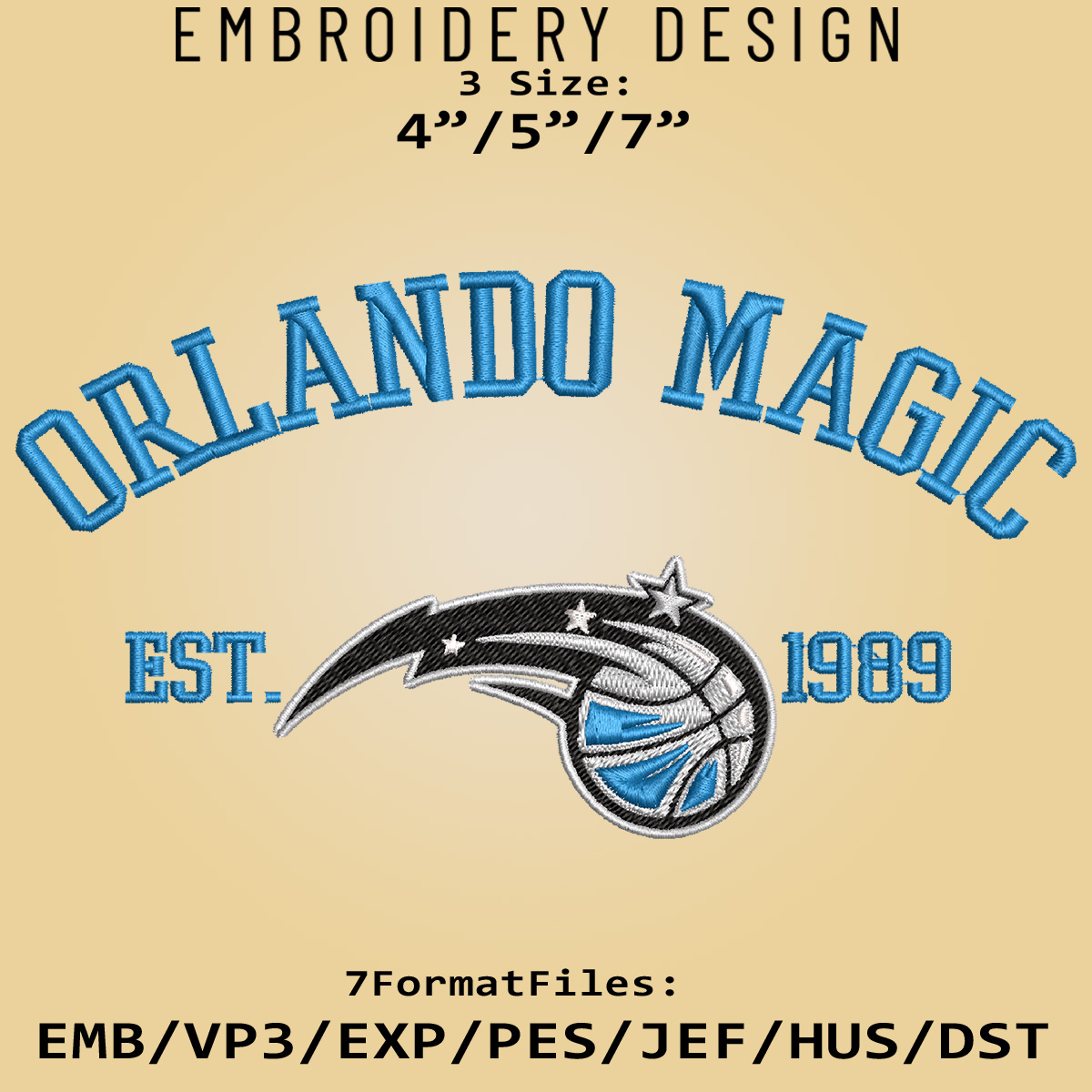 Orlando Magic Embroidery Designs, NBA Logo Embroidery Files, Inspire