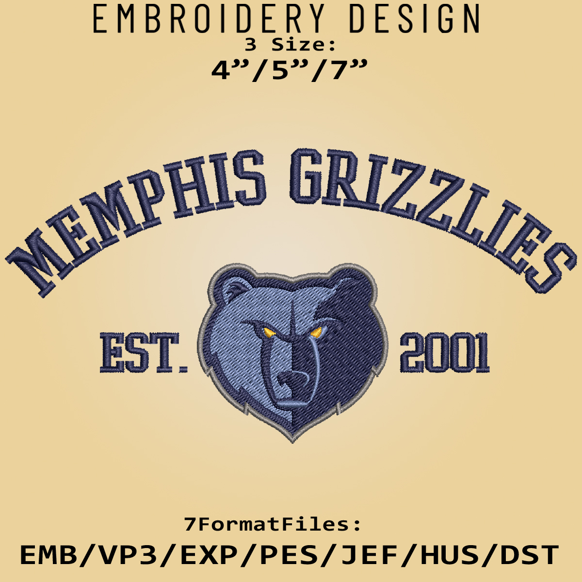 Memphis Grizzlies Embroidery Designs, NBA Logo Embroidery Fi Inspire