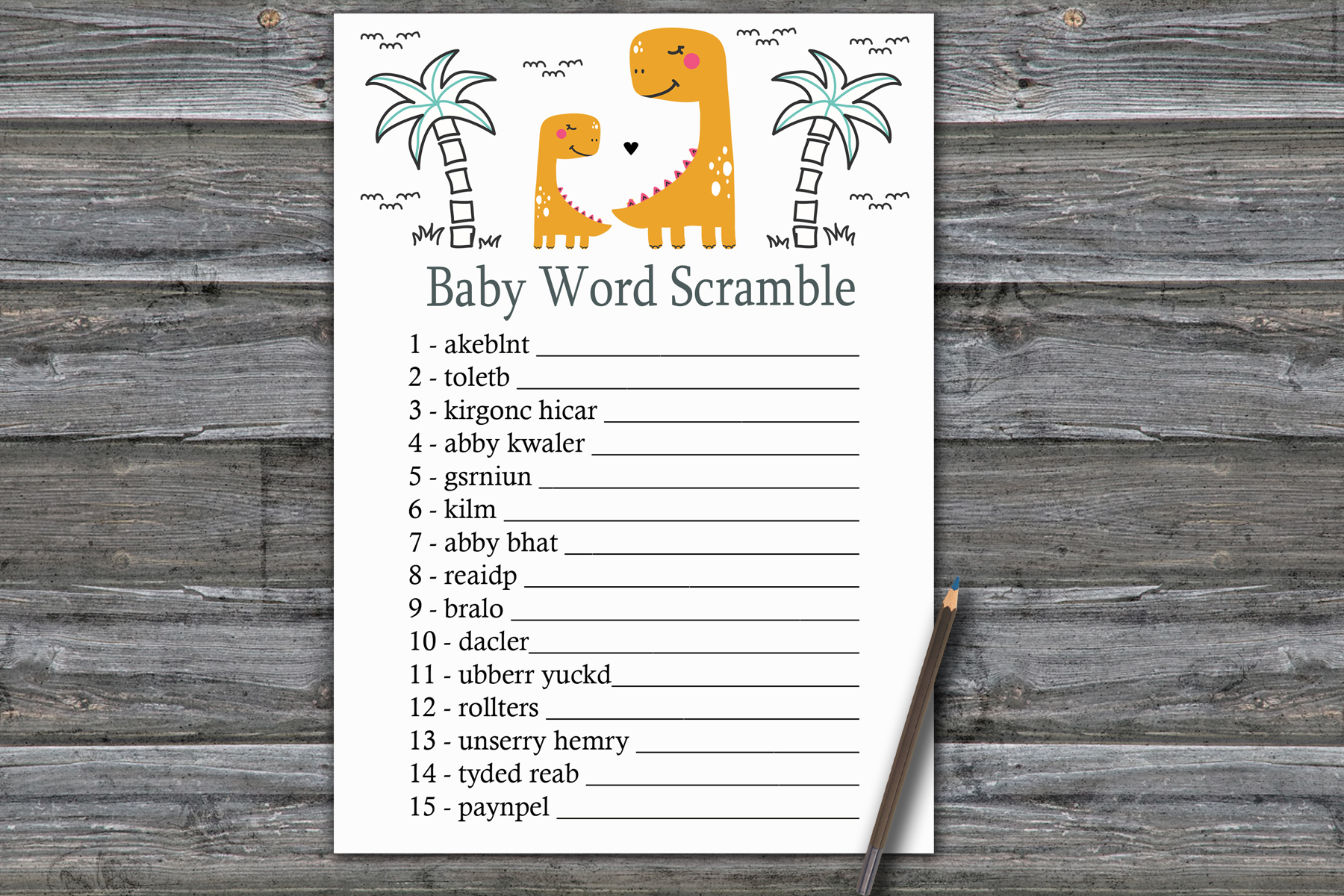 Orange Dinosaur Baby word scramble game card,Dinosaur Baby s | Inspire ...