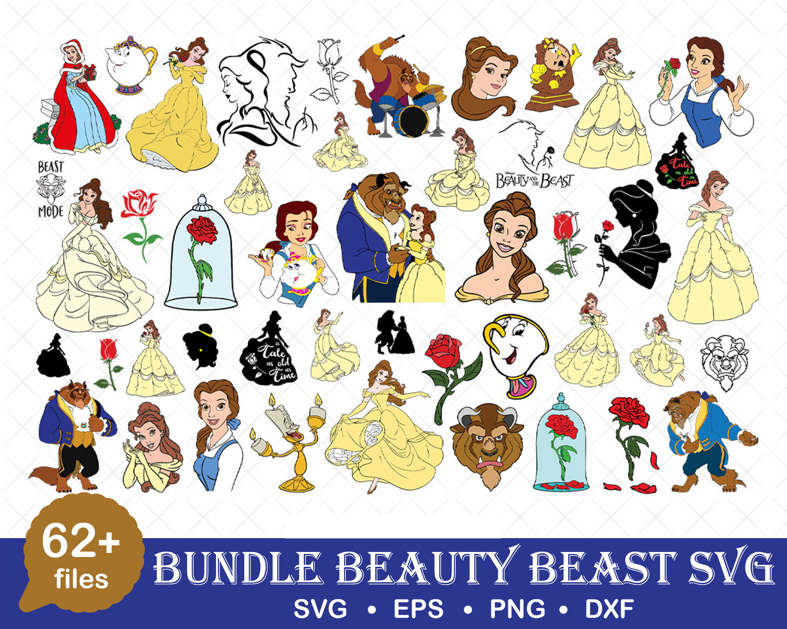 Beauty and Beast Bundle SVG, Belle PNG Clipart Bundle, Beaut | Inspire ...