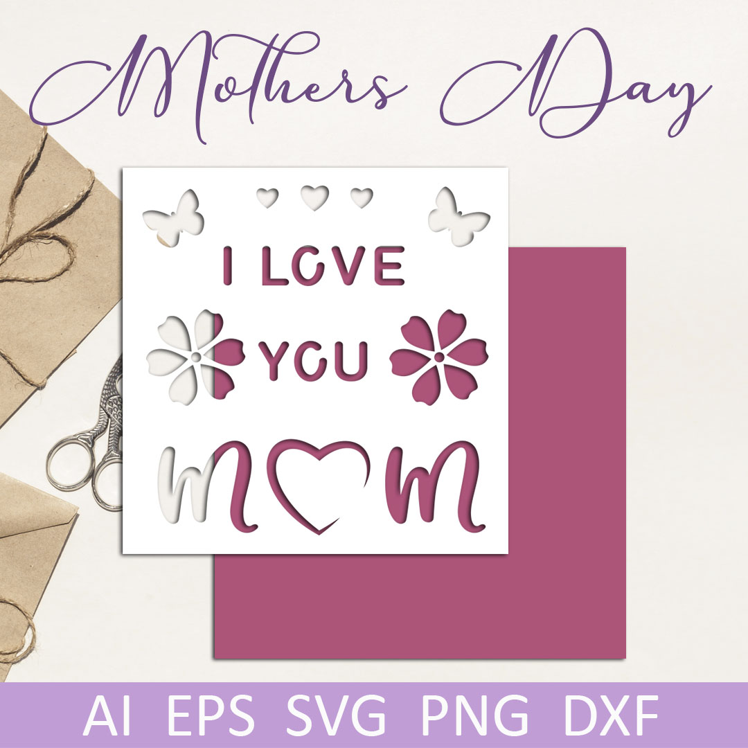 Mothers day card, I love you mom svg, Layered papercut card | Inspire ...
