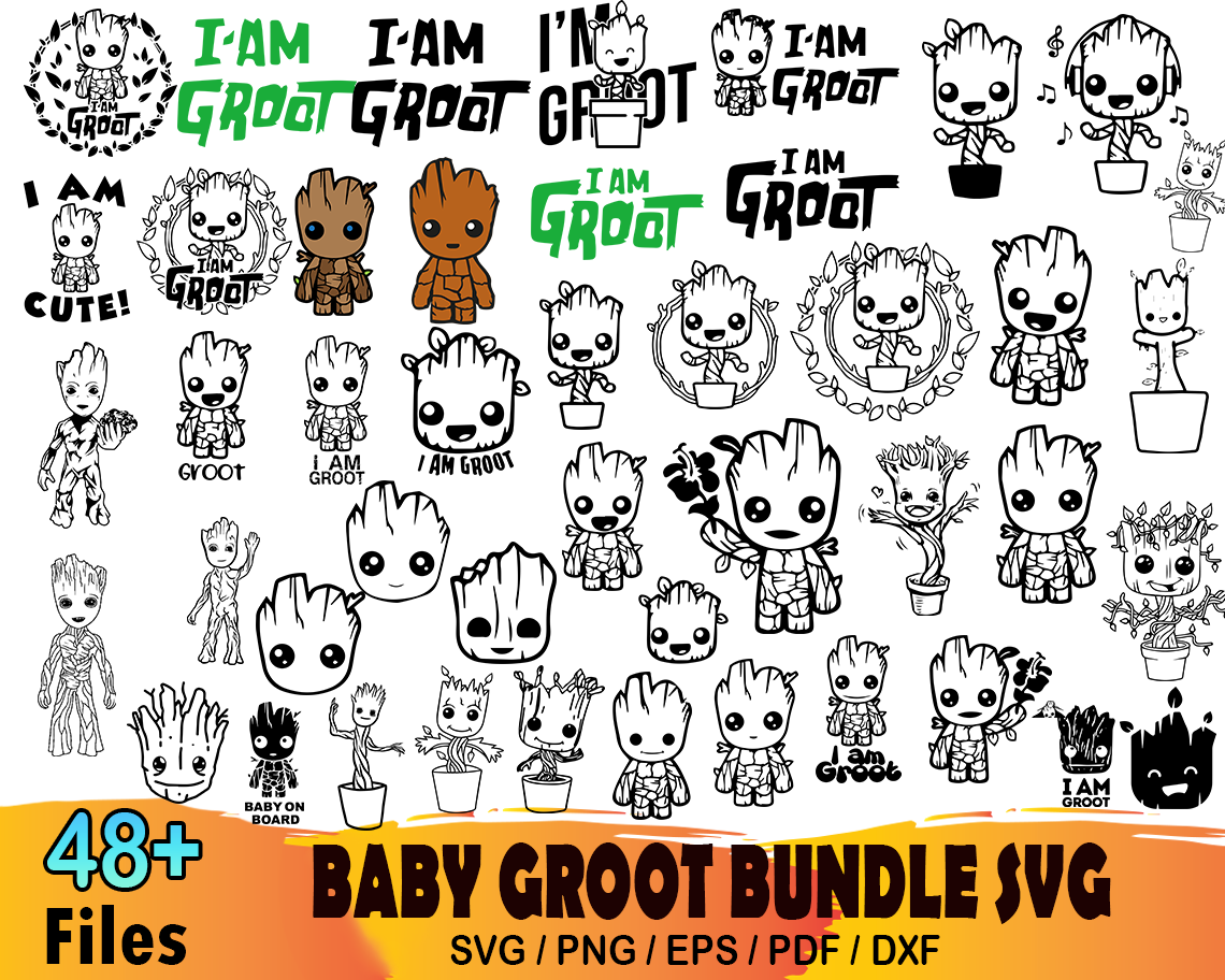 48 Baby Groot Bundle Svg, Baby Groot Svg, Marvel Svg | Inspire Uplift