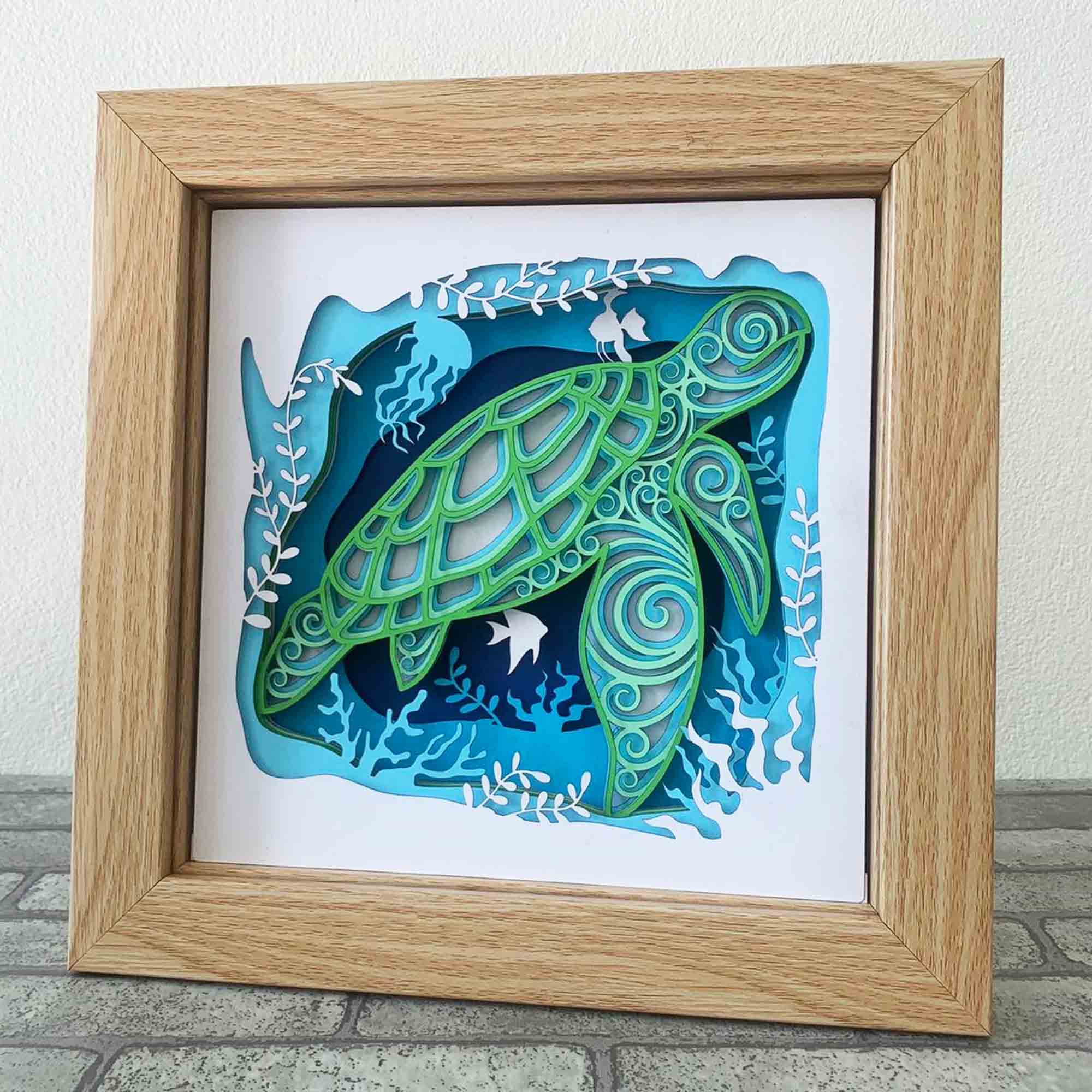 Sea Turtle 3D Shadow Box SVG/ Multilayer Turtle And The Ocea | Inspire ...